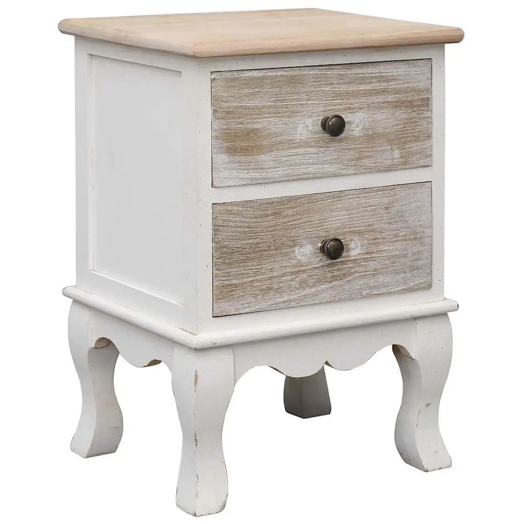 Bedside Cabinets for Bedroom 35x30x50 cm White Wooden Nightstands 2 Piece Storage Drawers