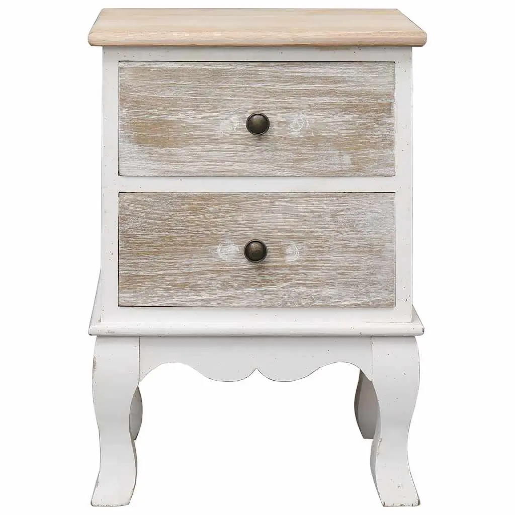 Bedside Cabinets for Bedroom 35x30x50 cm White Wooden Nightstands 2 Piece Storage Drawers