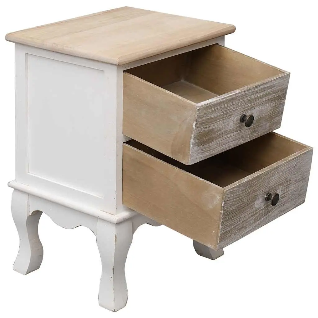 Bedside Cabinets for Bedroom 35x30x50 cm White Wooden Nightstands 2 Piece Storage Drawers