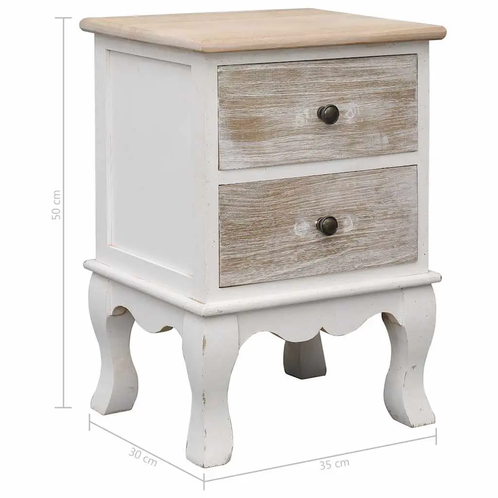 Bedside Cabinets for Bedroom 35x30x50 cm White Wooden Nightstands 2 Piece Storage Drawers