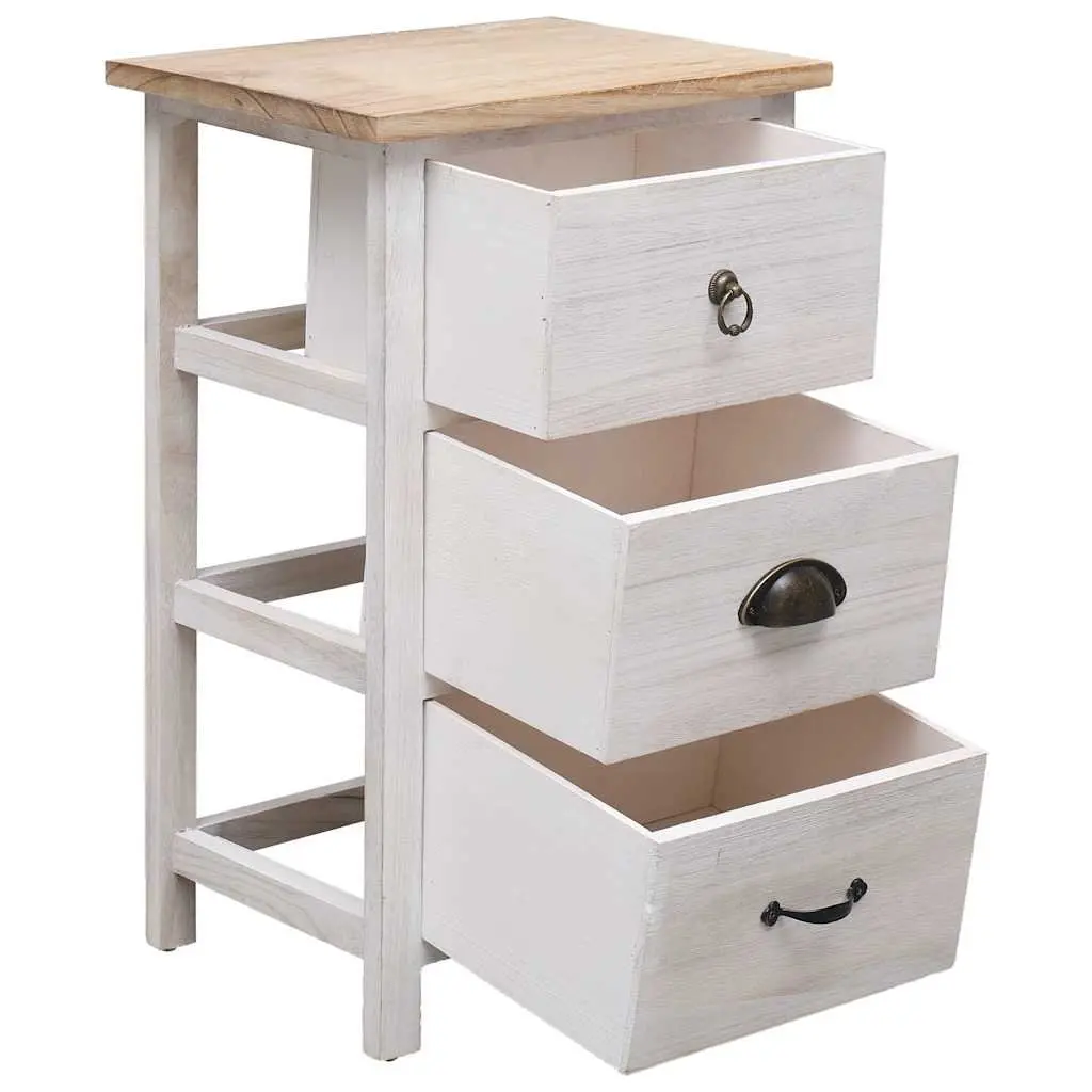 White Paulownia Wood Side Cabinet 35x25x57cm