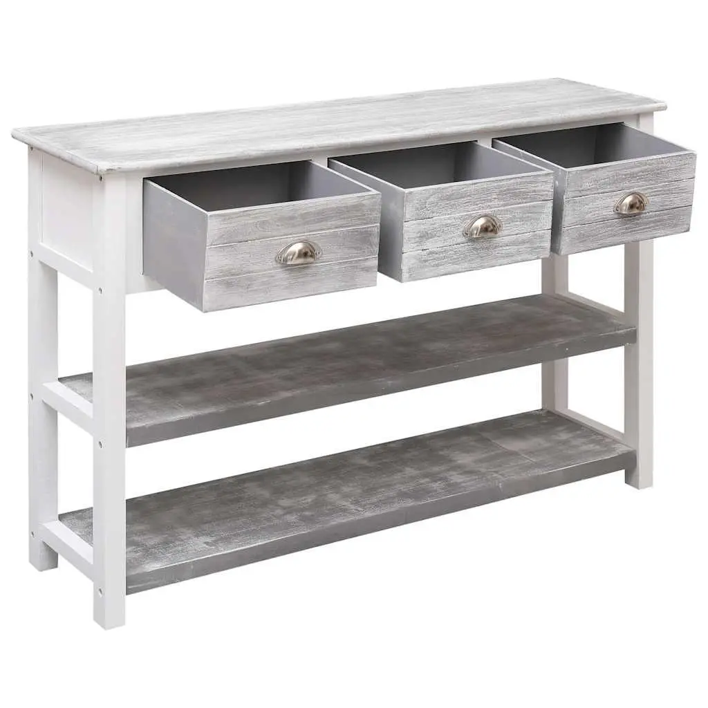 Wooden Sideboard Storage Cabinet for Living Room Grey 115cm with 3 Drawers and 2 Shelves