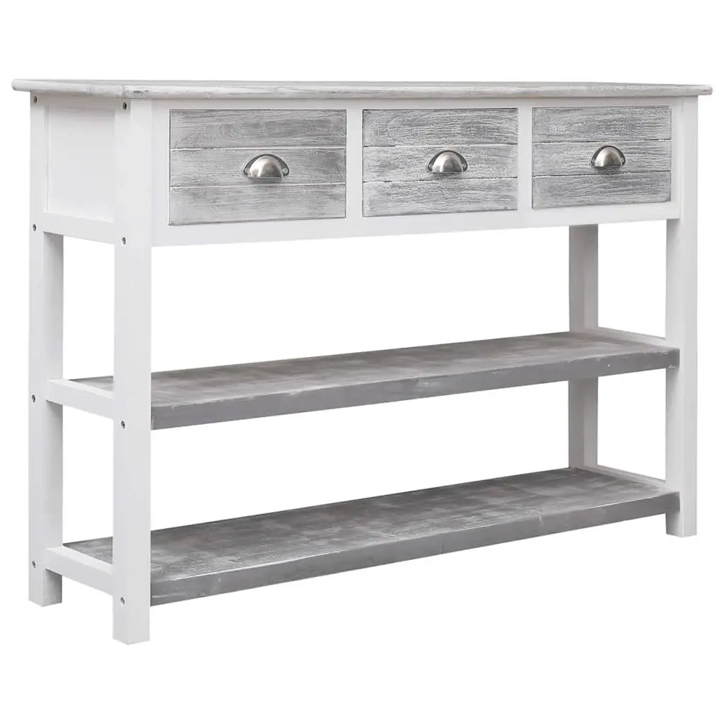 Wooden Sideboard Storage Cabinet for Living Room Grey 115cm with 3 Drawers and 2 Shelves