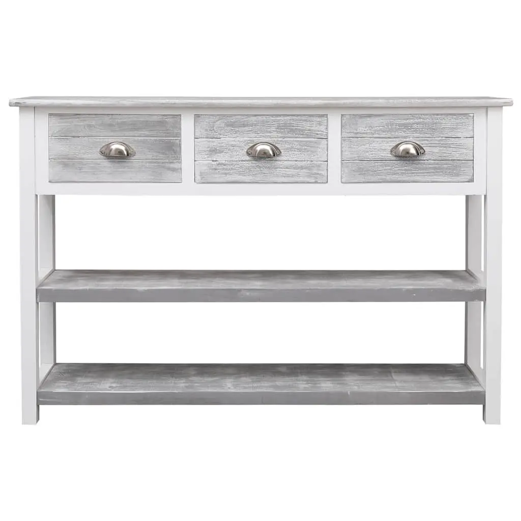 Wooden Sideboard Storage Cabinet for Living Room Grey 115cm with 3 Drawers and 2 Shelves