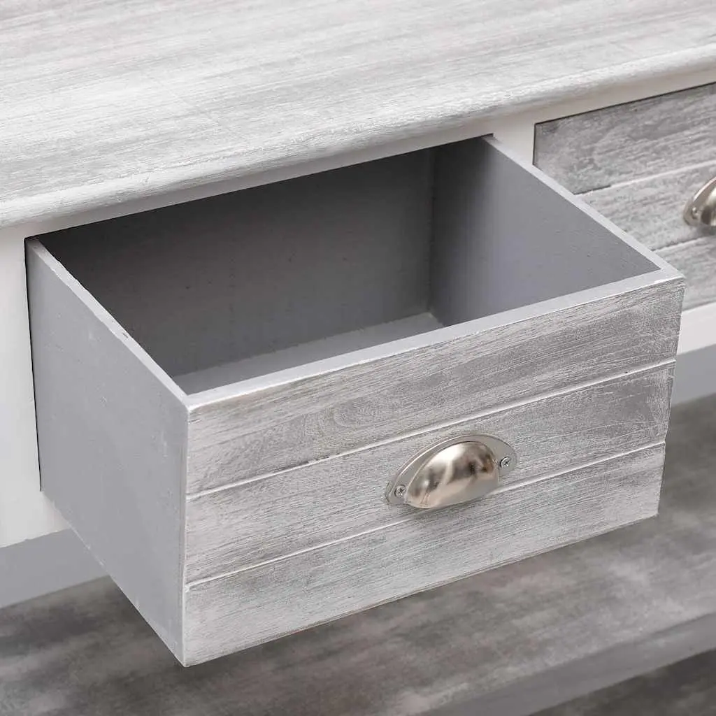 Wooden Sideboard Storage Cabinet for Living Room Grey 115cm with 3 Drawers and 2 Shelves