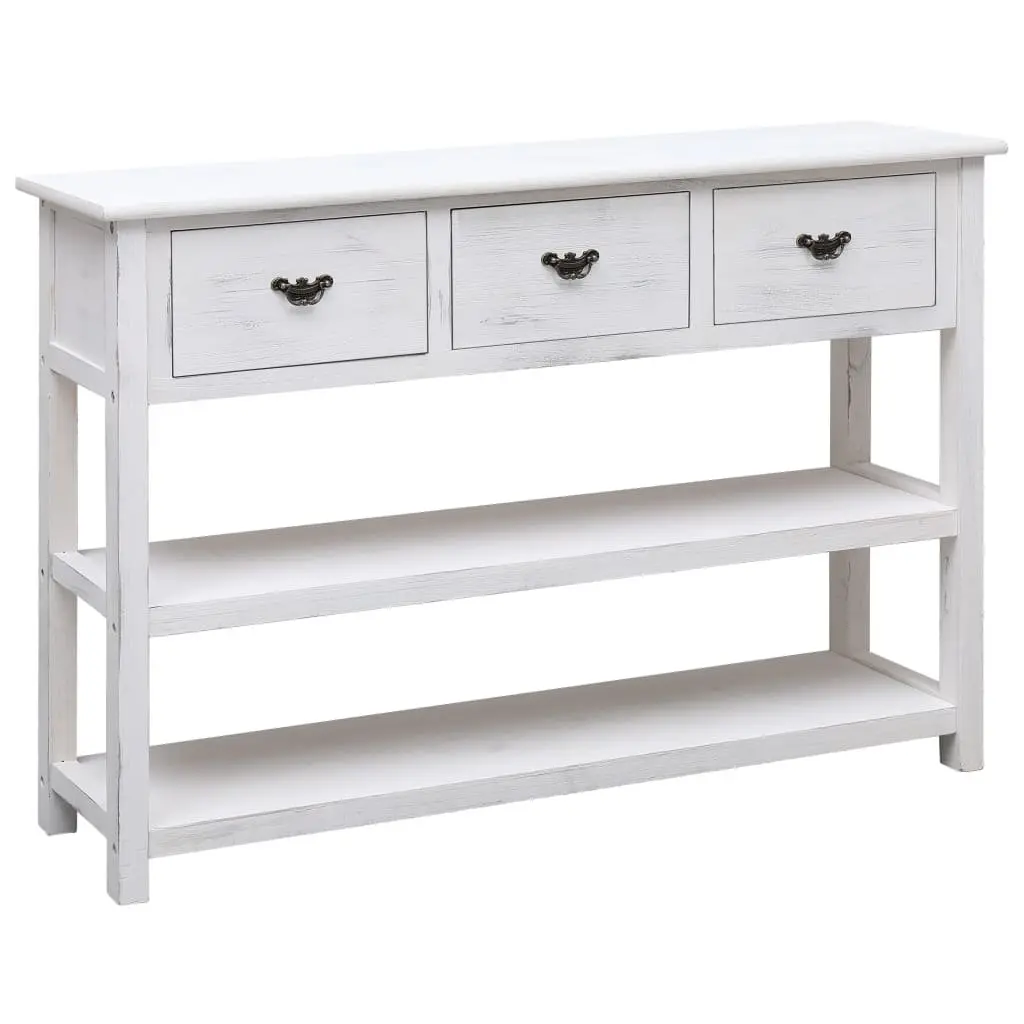 Wooden Sideboard Storage Cabinet for Home 115 x 30 x 76 cm White 3 Drawers 2 Shelves