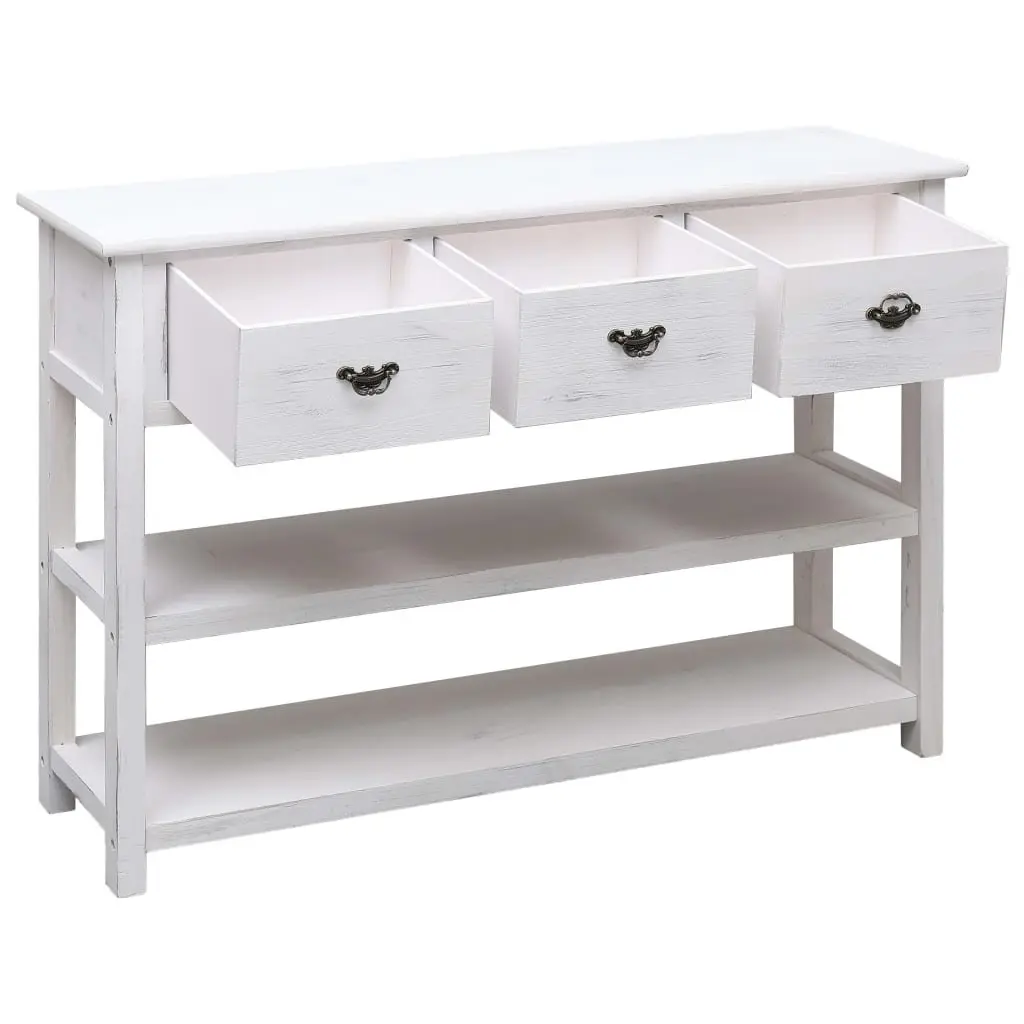 Wooden Sideboard Storage Cabinet for Home 115 x 30 x 76 cm White 3 Drawers 2 Shelves