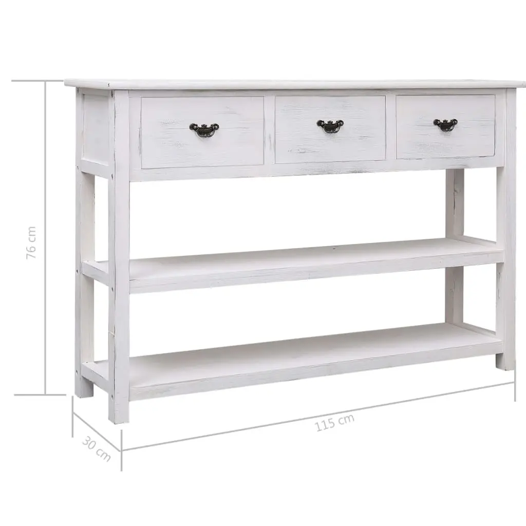 Wooden Sideboard Storage Cabinet for Home 115 x 30 x 76 cm White 3 Drawers 2 Shelves
