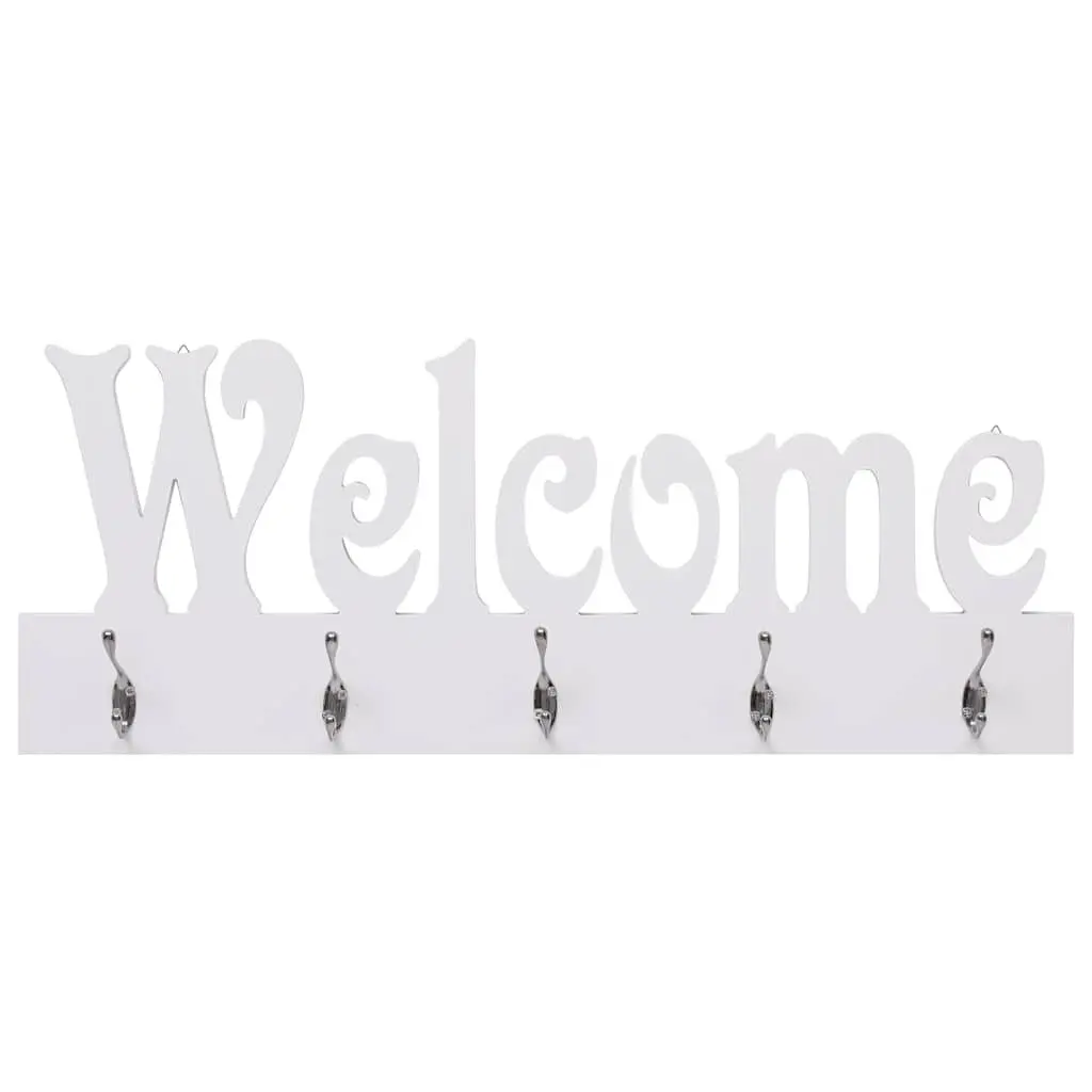 Wall Mounted Coat Rack Entryway Storage 74 x 29.5 cm 5 Hooks