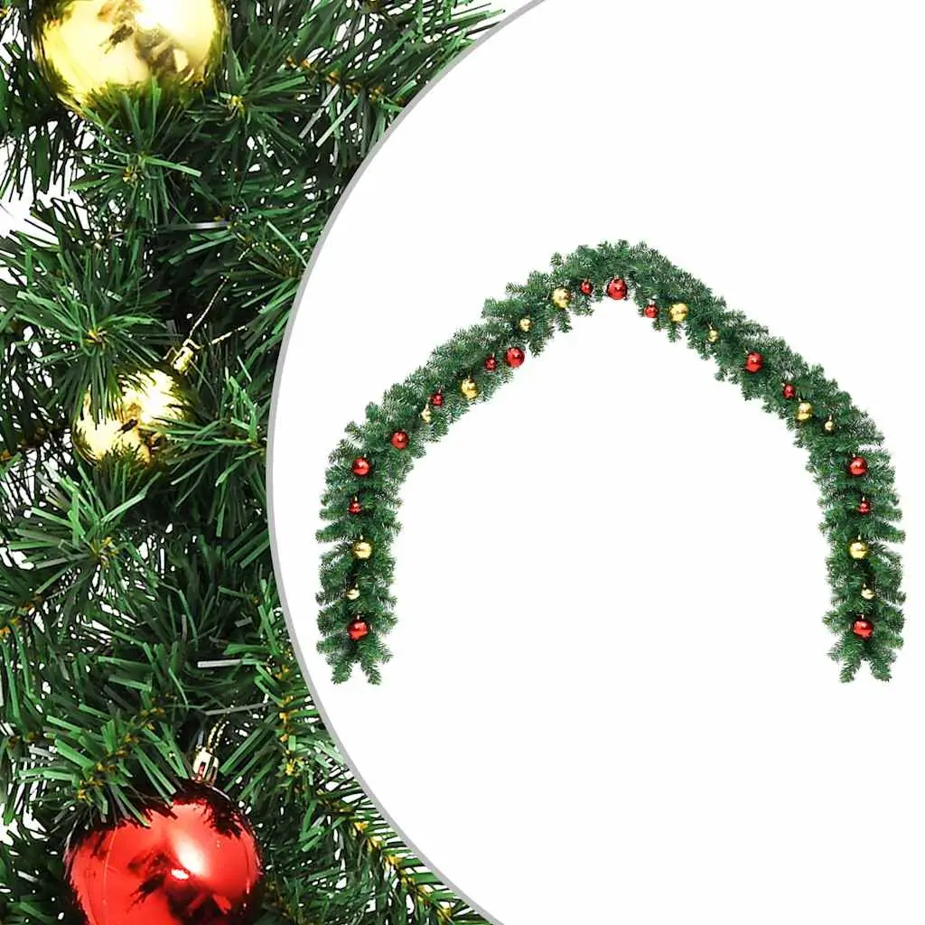Christmas Garland Indoor Outdoor 5m Green Decorated Baubles