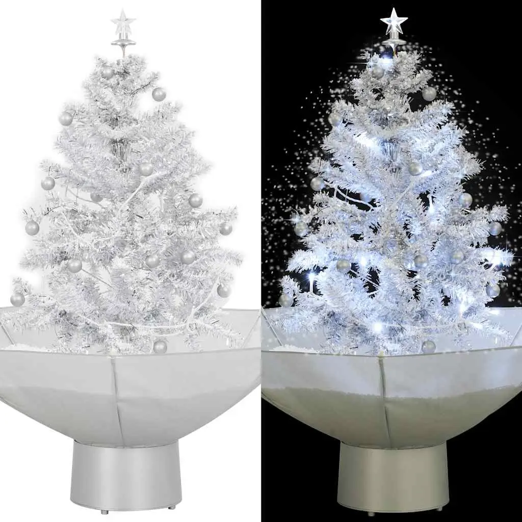 White Snowing Christmas Tree with Lights, 75cm