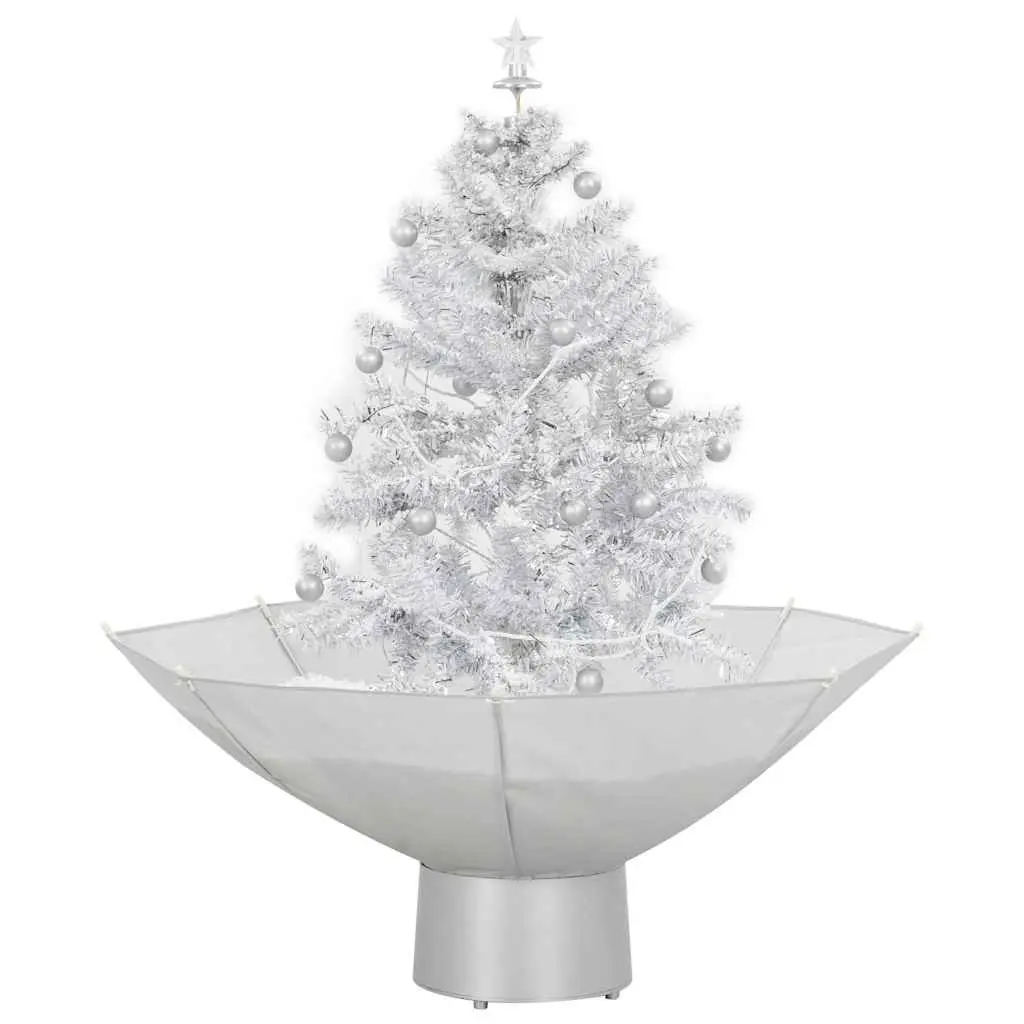 White Snowing Christmas Tree with Lights, 75cm