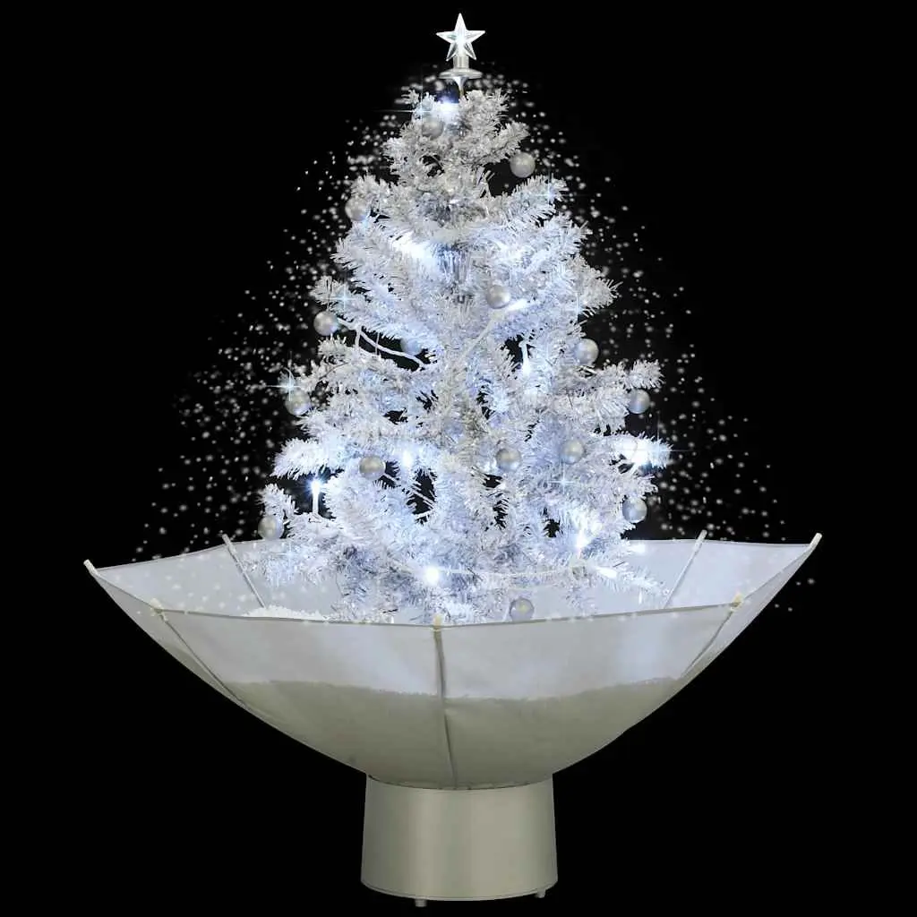 White Snowing Christmas Tree with Lights, 75cm