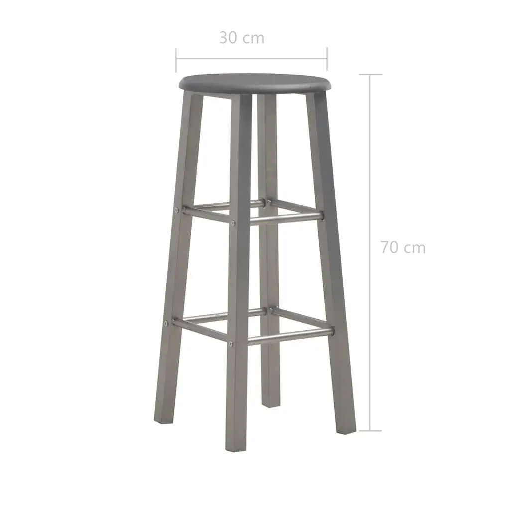 Bar Stools Set of 2 Anthracite Contemporary Seating with Footrests Easy Assembly