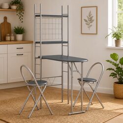3 Piece Folding Dining Set Specifications: Black Finish