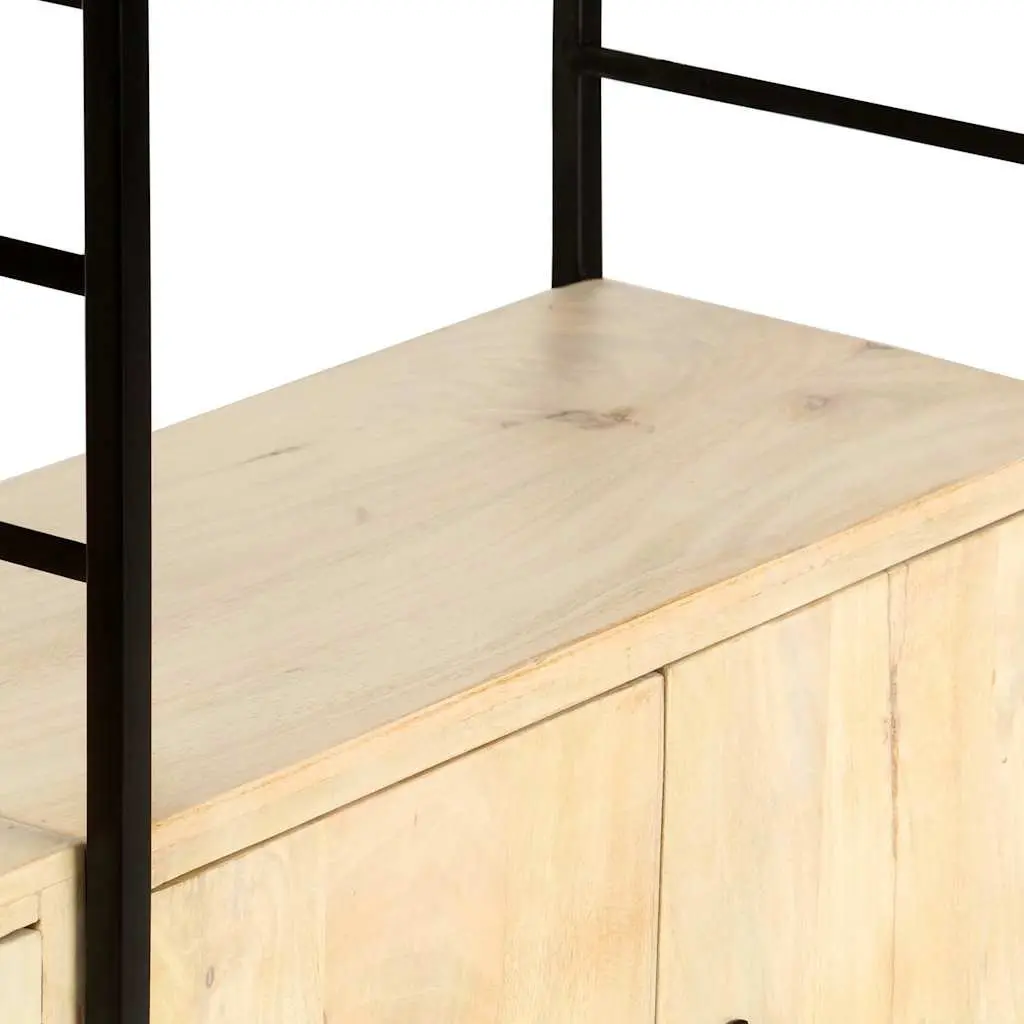 4-Tier Bookcase Home Office 80x30x180 cm Solid Mango Wood Brown Industrial Shelving Unit