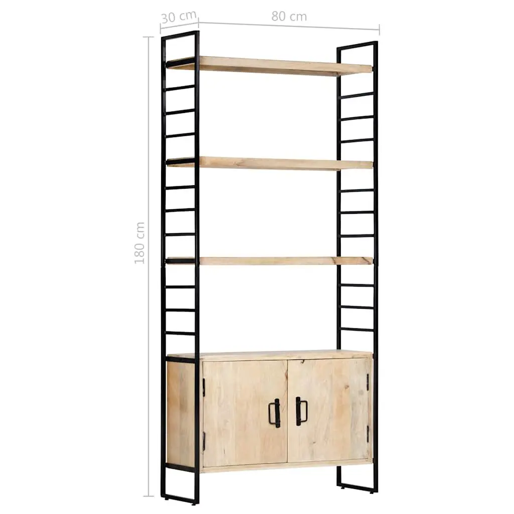 4-Tier Bookcase Home Office 80x30x180 cm Solid Mango Wood Brown Industrial Shelving Unit