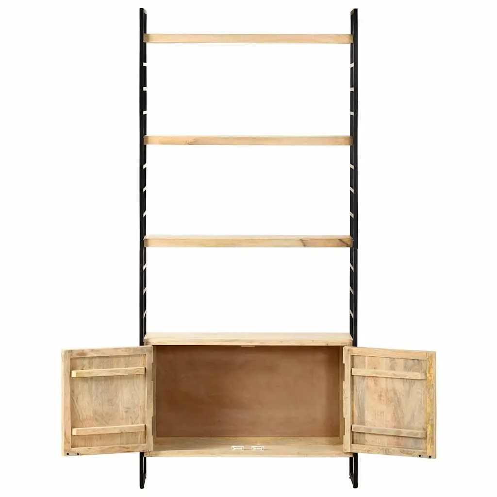 4-Tier Bookcase Home Office 80x30x180 cm Solid Mango Wood Brown Industrial Shelving Unit