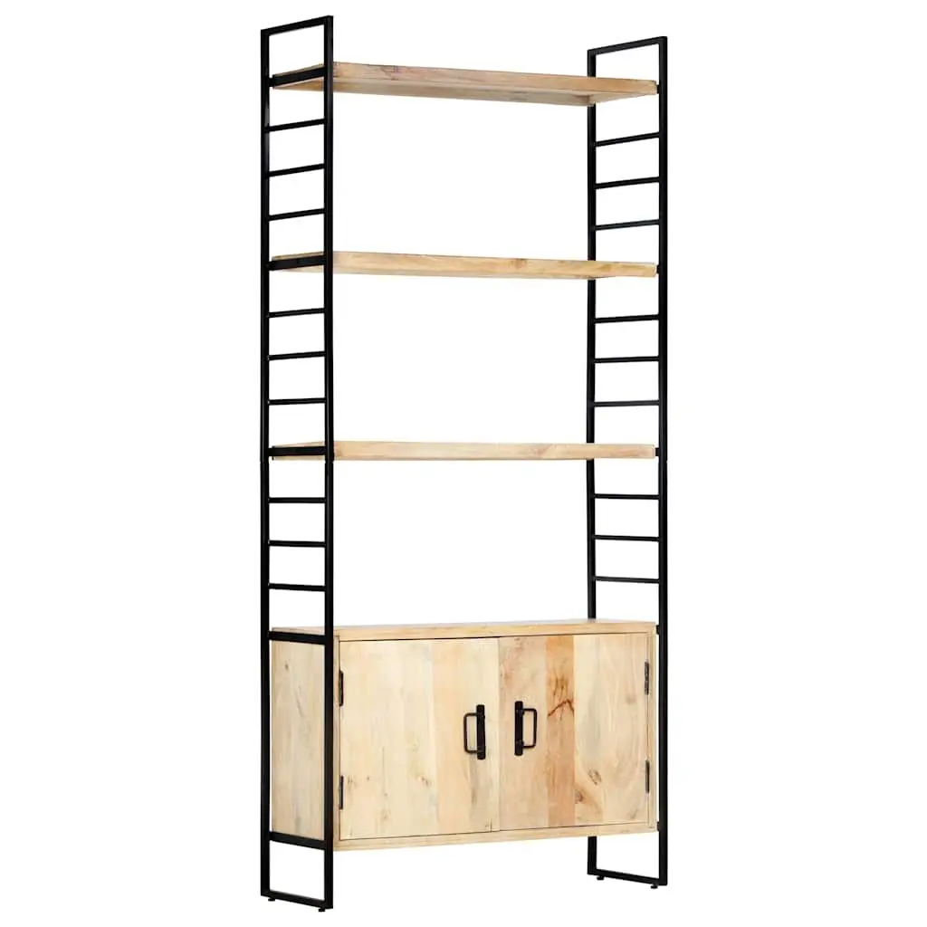 4-Tier Bookcase Home Office 80x30x180 cm Solid Mango Wood Brown Industrial Shelving Unit