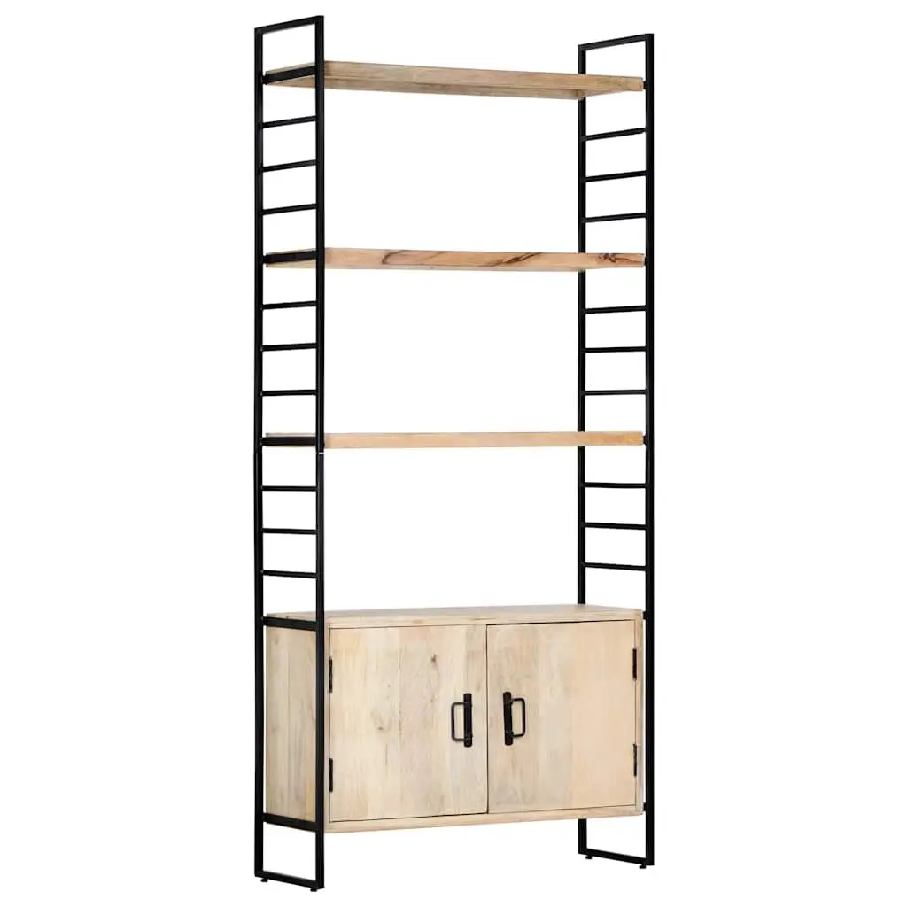 4-Tier Bookcase Home Office 80x30x180 cm Solid Mango Wood Brown Industrial Shelving Unit