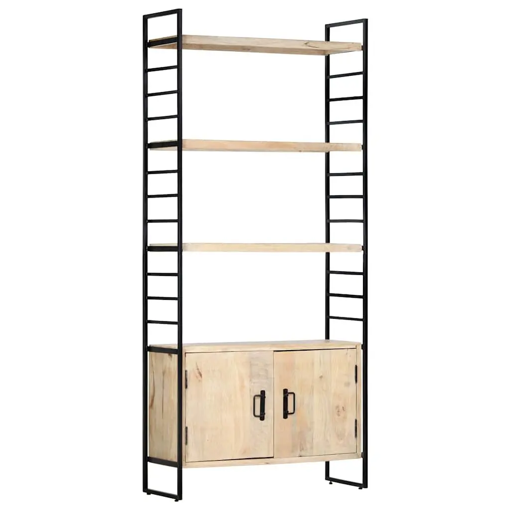 4-Tier Bookcase Home Office 80x30x180 cm Solid Mango Wood Brown Industrial Shelving Unit
