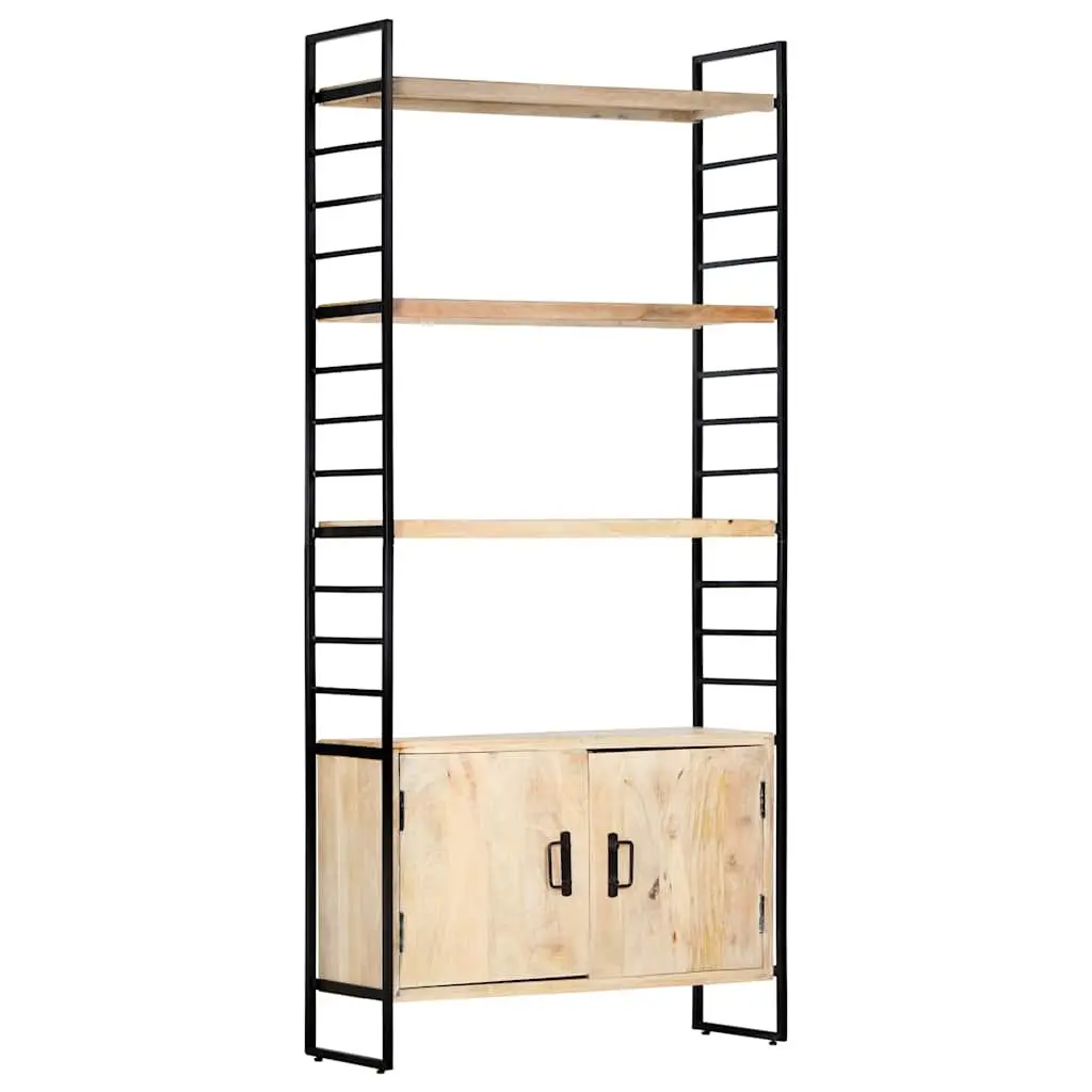 4-Tier Bookcase Home Office 80x30x180 cm Solid Mango Wood Brown Industrial Shelving Unit