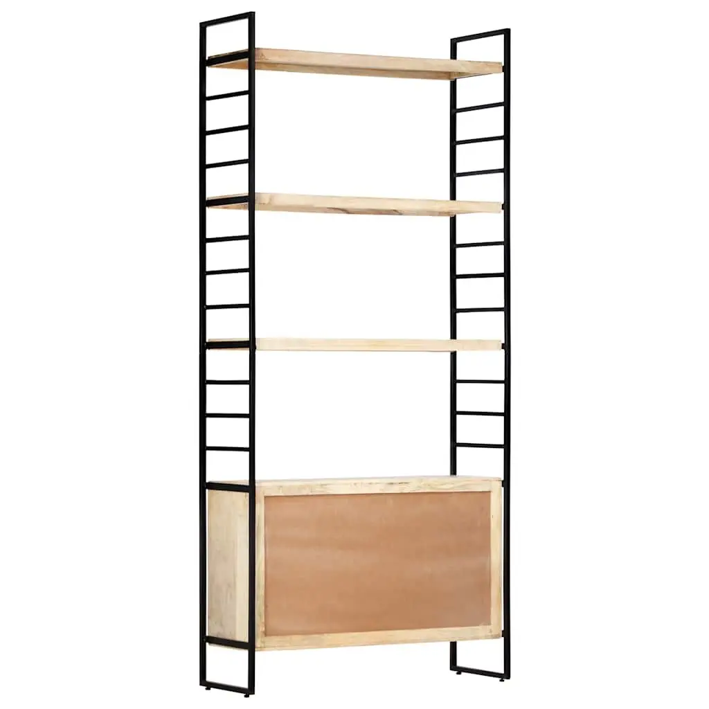 4-Tier Bookcase Home Office 80x30x180 cm Solid Mango Wood Brown Industrial Shelving Unit