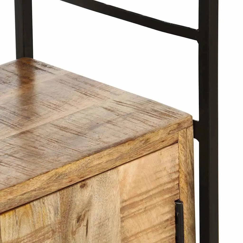 4-Tier Bookcase for Home or Office 80x30x180cm Rough Mango Wood Industrial Shelving Storage Display