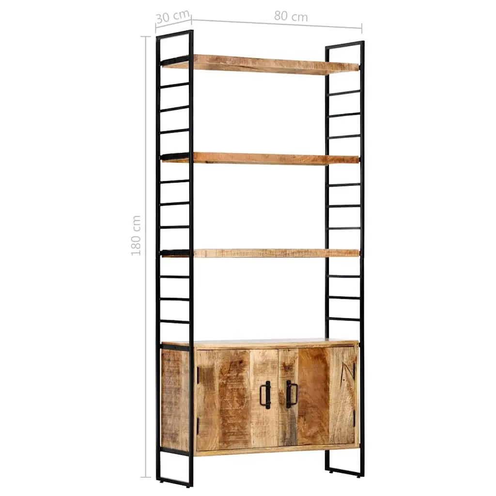4-Tier Bookcase for Home or Office 80x30x180cm Rough Mango Wood Industrial Shelving Storage Display