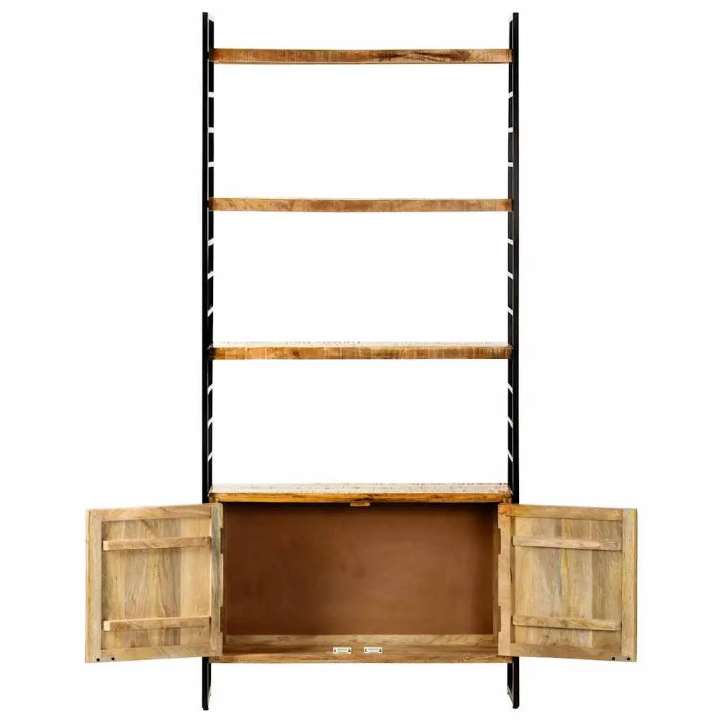 4-Tier Bookcase for Home or Office 80x30x180cm Rough Mango Wood Industrial Shelving Storage Display