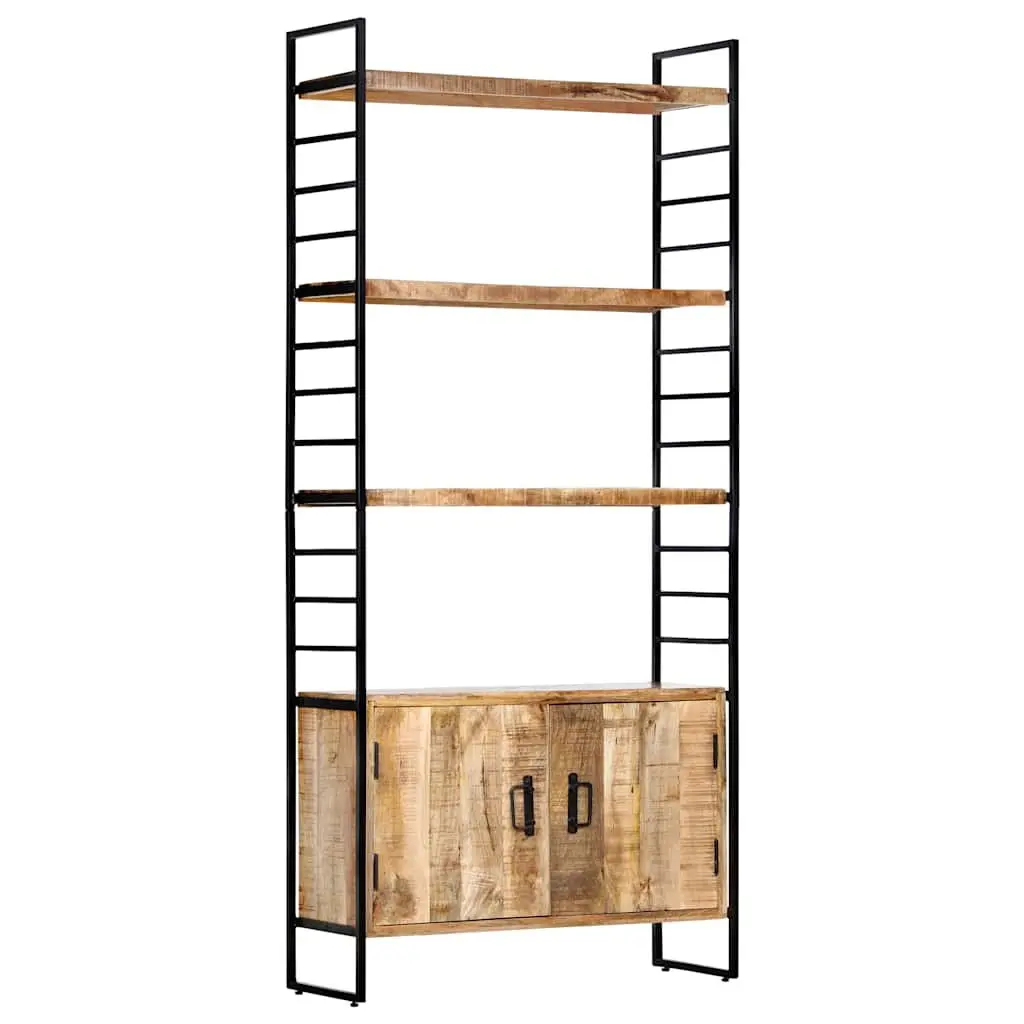 4-Tier Bookcase for Home or Office 80x30x180cm Rough Mango Wood Industrial Shelving Storage Display
