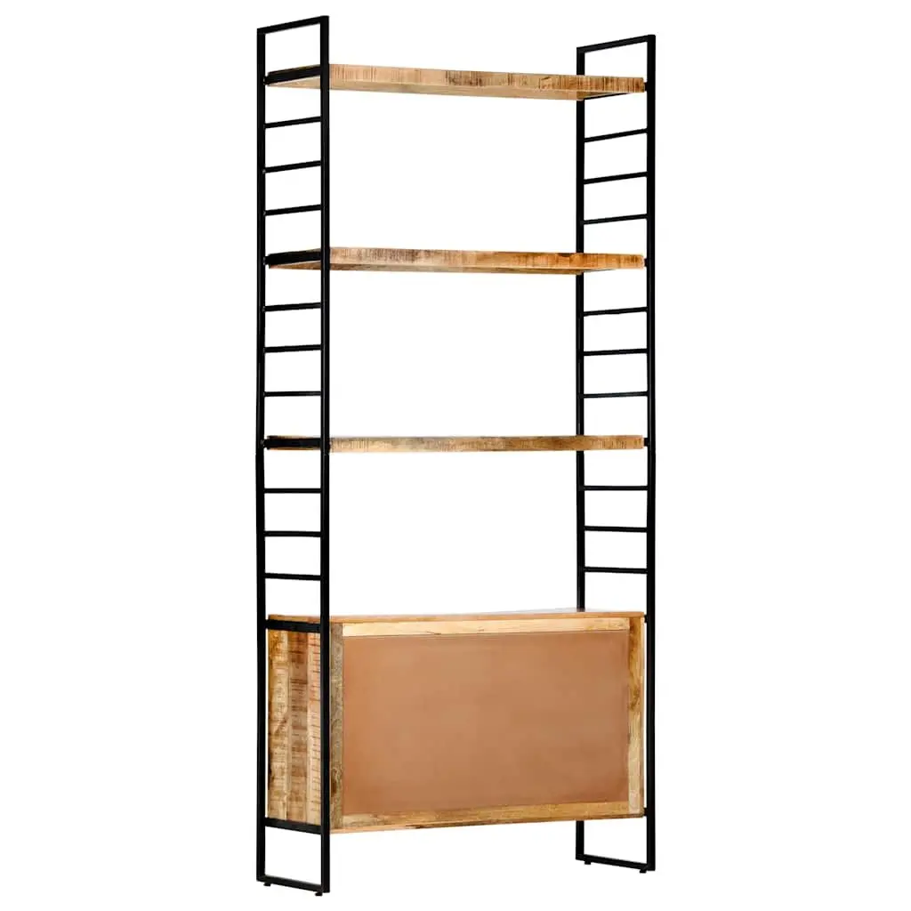4-Tier Bookcase for Home or Office 80x30x180cm Rough Mango Wood Industrial Shelving Storage Display