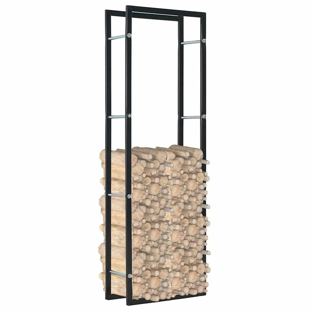 Firewood Rack Steel Log Holder Black Rectangular Storage Heavy Duty Fireplace
