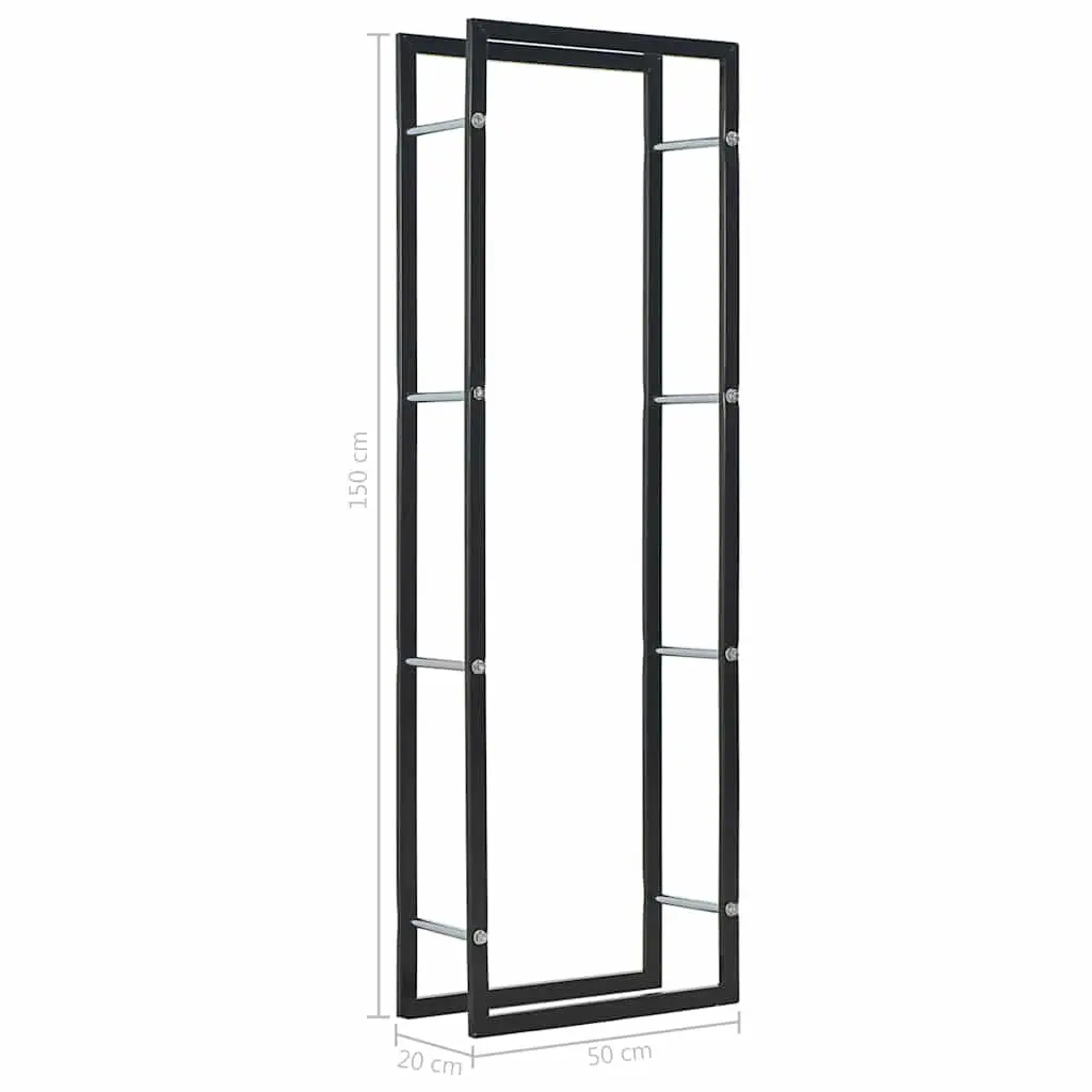 Firewood Rack Steel Log Holder Black Rectangular Storage Heavy Duty Fireplace