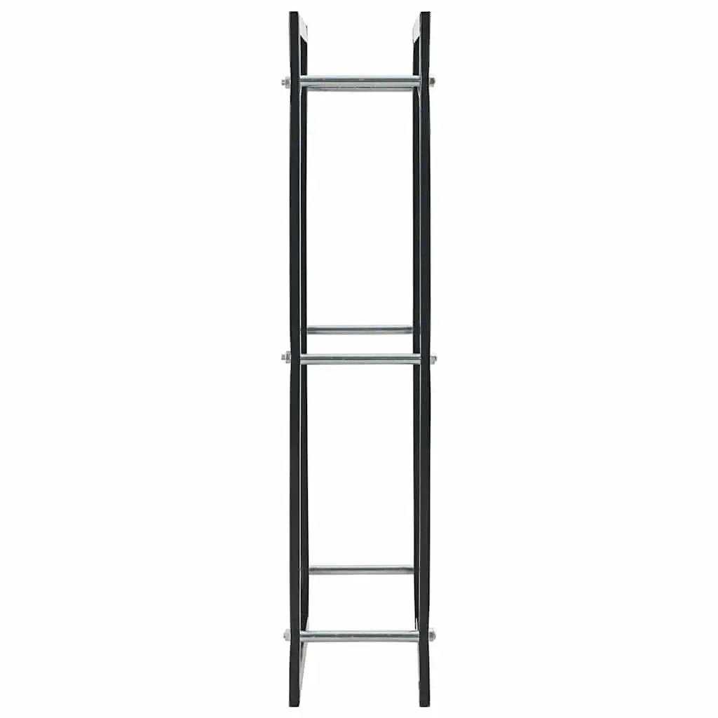 Firewood Rack Black Steel Log Storage Holder Fireplace 44 x 20 x 100 cm