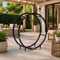Firewood Rack Specifications: 70 x 20 x 70 cm, Black Steel