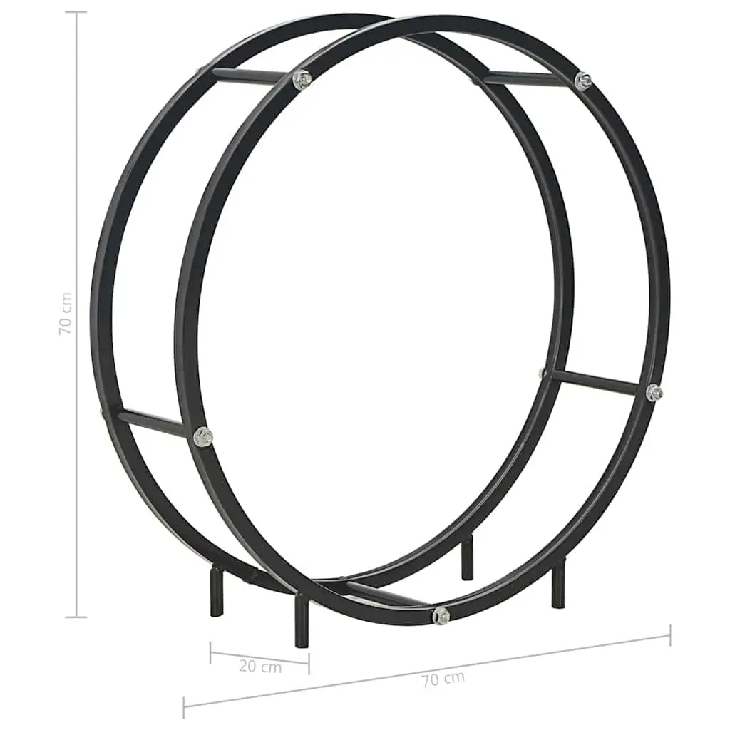 Firewood Rack Black Steel Log Holder Storage Fireplace Use 70 x 20 x 70 cm