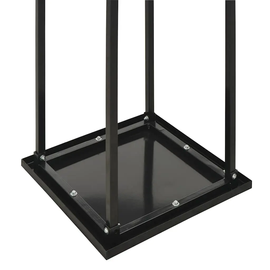 Firewood Rack for Fireplace Black Rectangular Steel Holder 37 x 37 x 113 cm