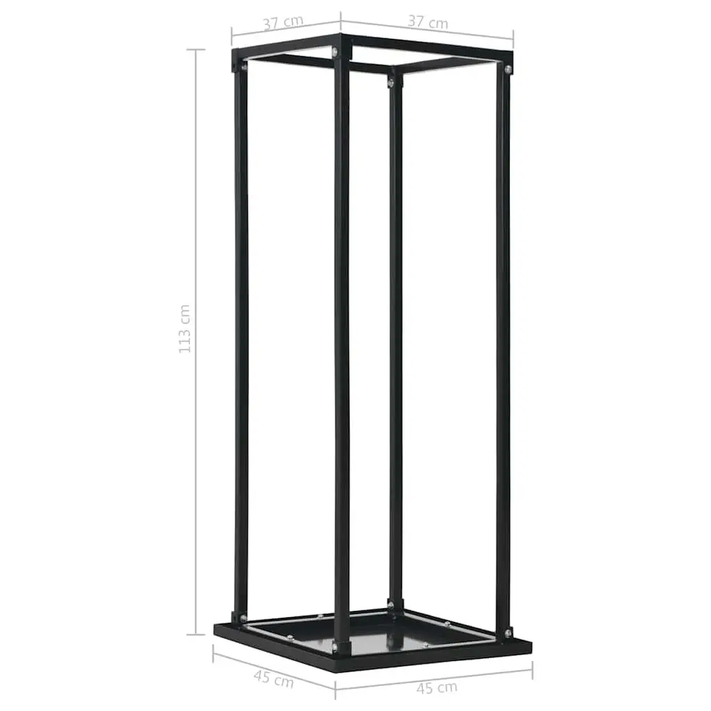 Firewood Rack for Fireplace Black Rectangular Steel Holder 37 x 37 x 113 cm