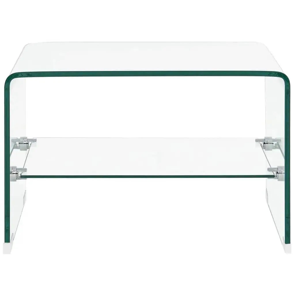Coffee Table Minimalist Design Clear Tempered Glass Shelf Storage Living Room