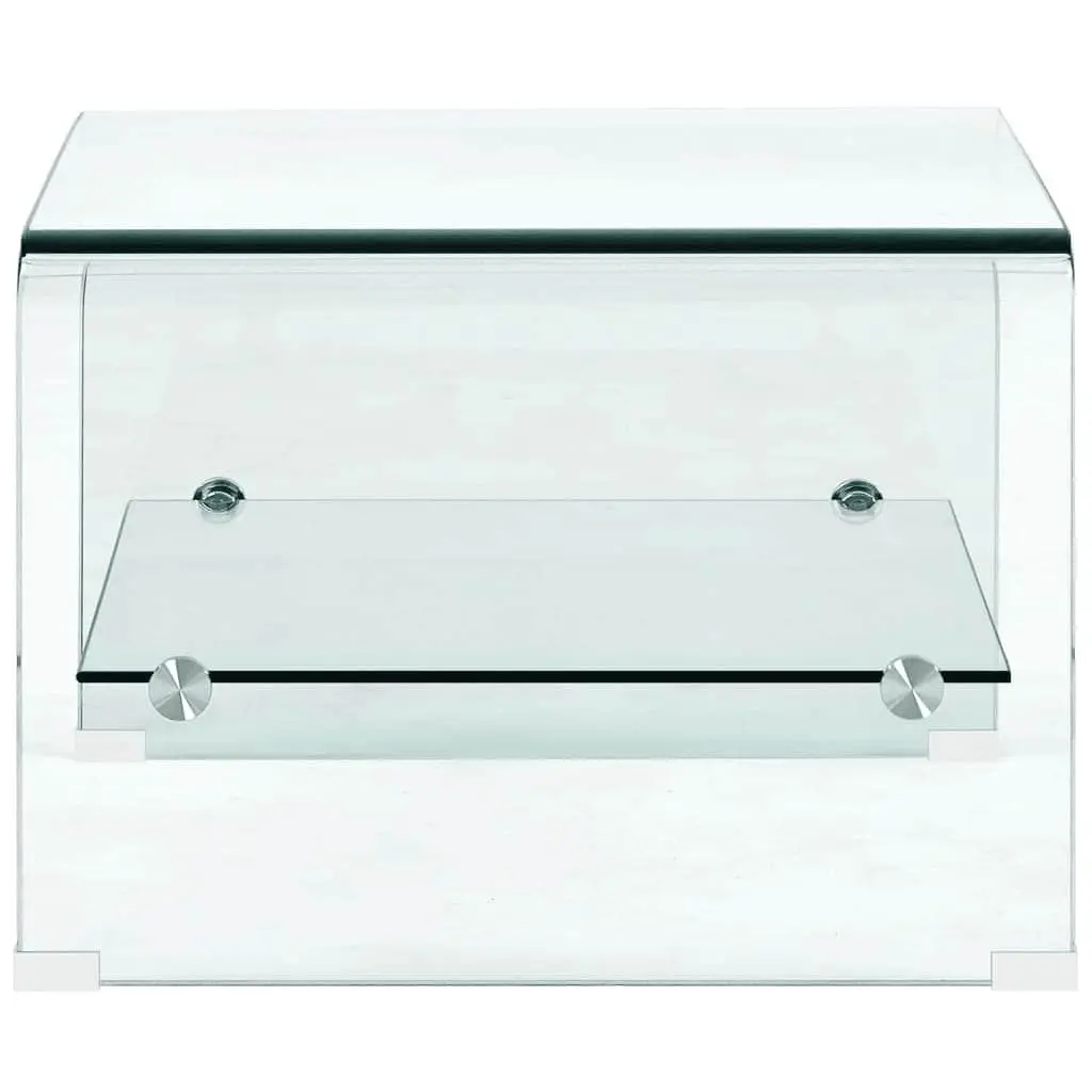 Coffee Table Minimalist Design Clear Tempered Glass Shelf Storage Living Room