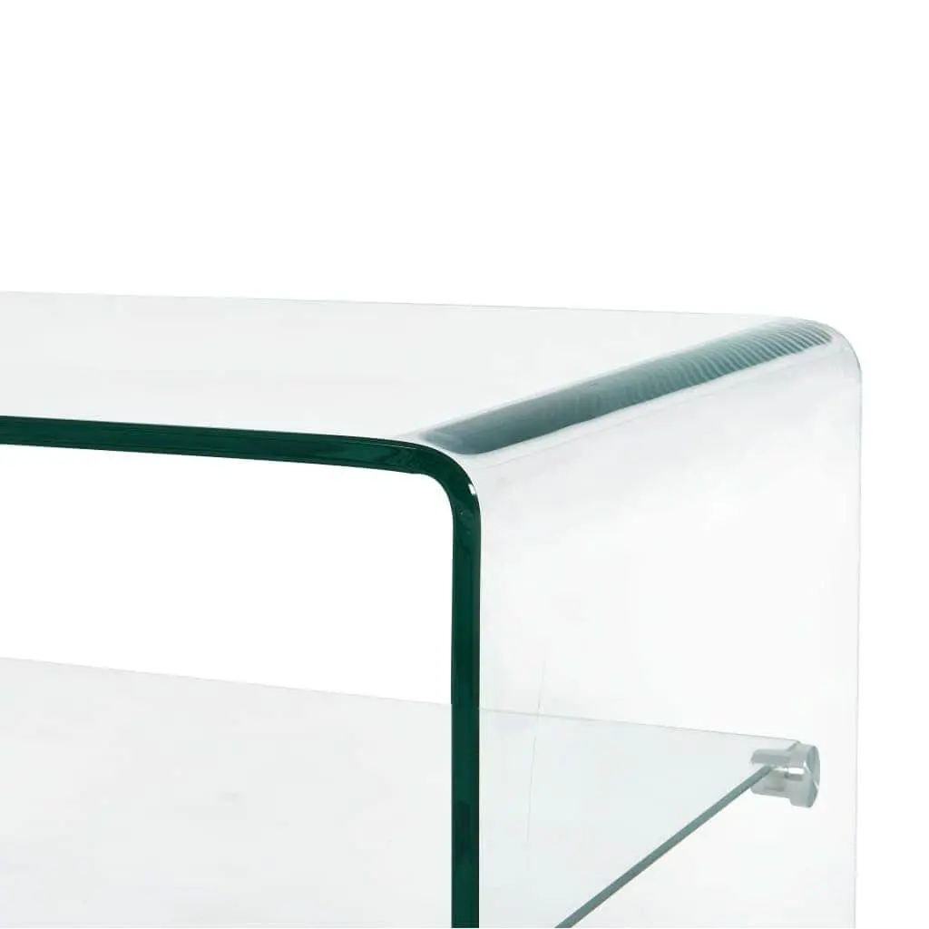 Coffee Table Minimalist Design Clear Tempered Glass Shelf Storage Living Room