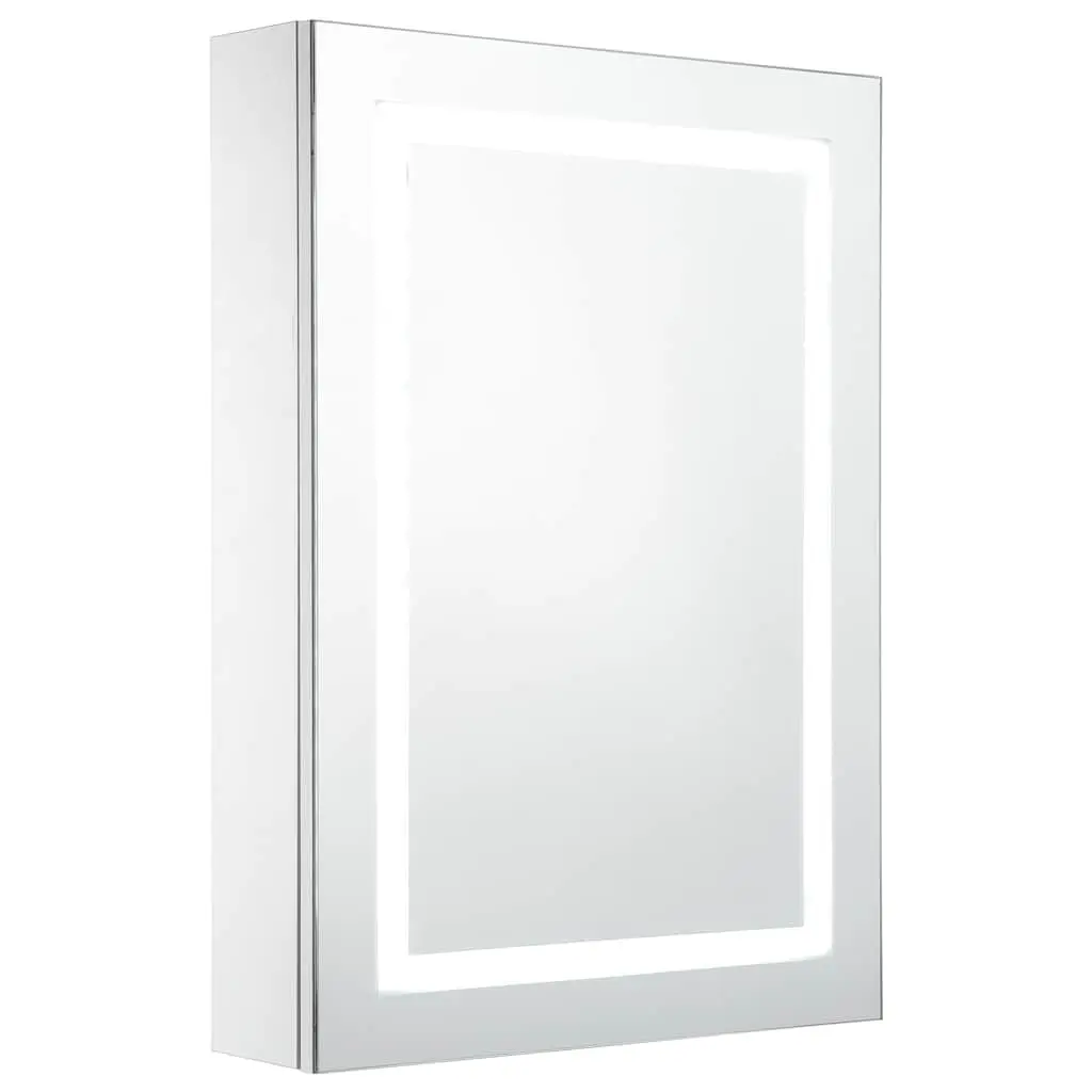 LED Bathroom Mirror Cabinet Wall Mount 50x13x70cm White Storage