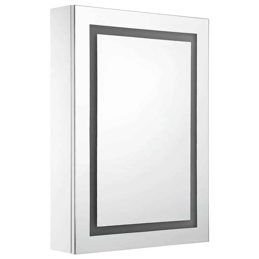 LED Bathroom Mirror Cabinet Wall Mount 50x13x70cm White Storage