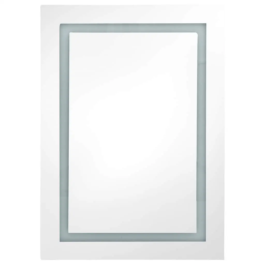 LED Bathroom Mirror Cabinet Wall Mount 50x13x70cm White Storage