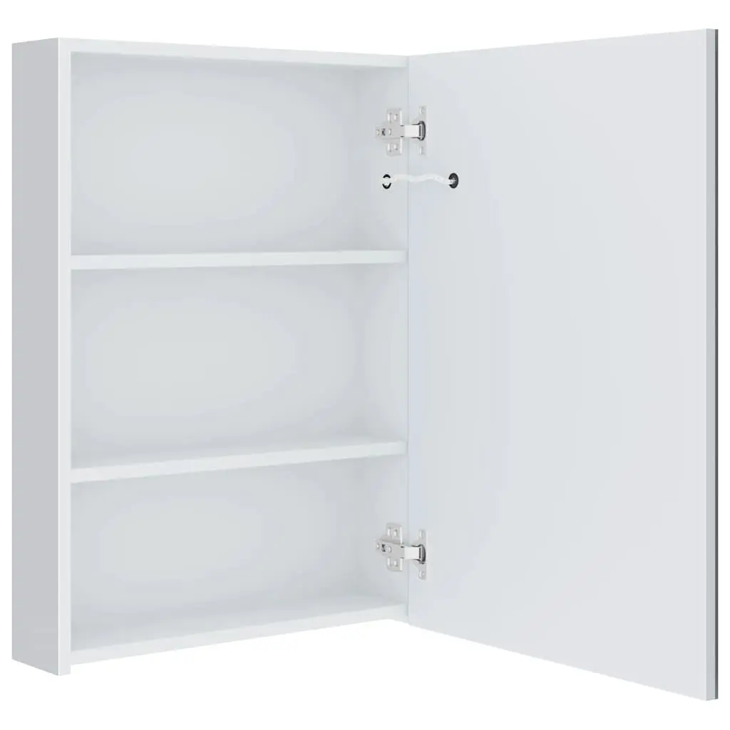 LED Bathroom Mirror Cabinet Wall Mount 50x13x70cm White Storage