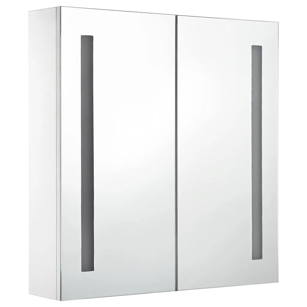LED Bathroom Mirror Cabinet 60x14x62cm Wall Mounted Vanity Unit White Storage