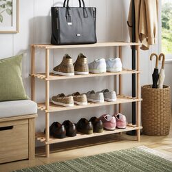 Dimensions and Features of 4-Tier Wooden Shoe Rack