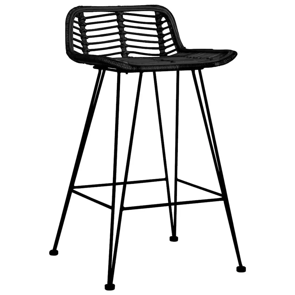 Bar Stools Kitchen Counter Black Rattan Seating 2 Piece