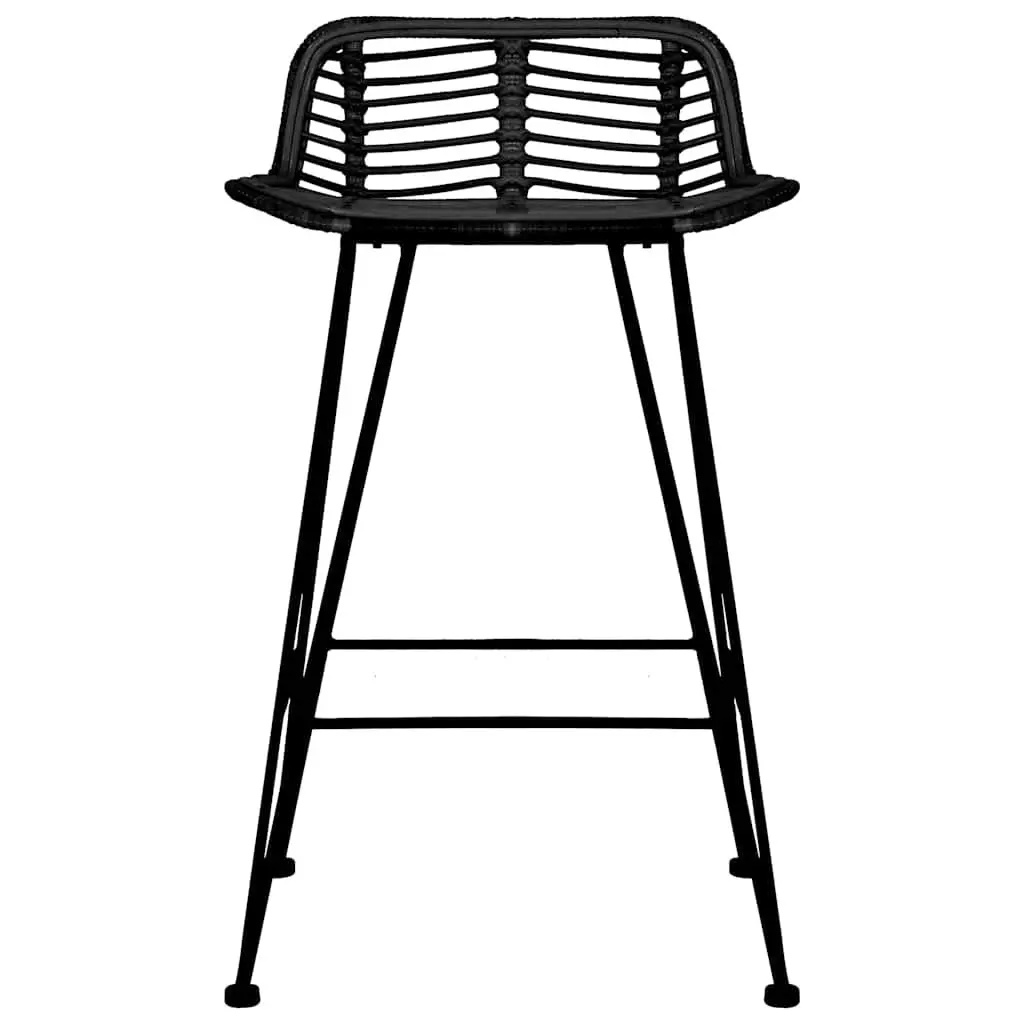 Bar Stools Kitchen Counter Black Rattan Seating 2 Piece